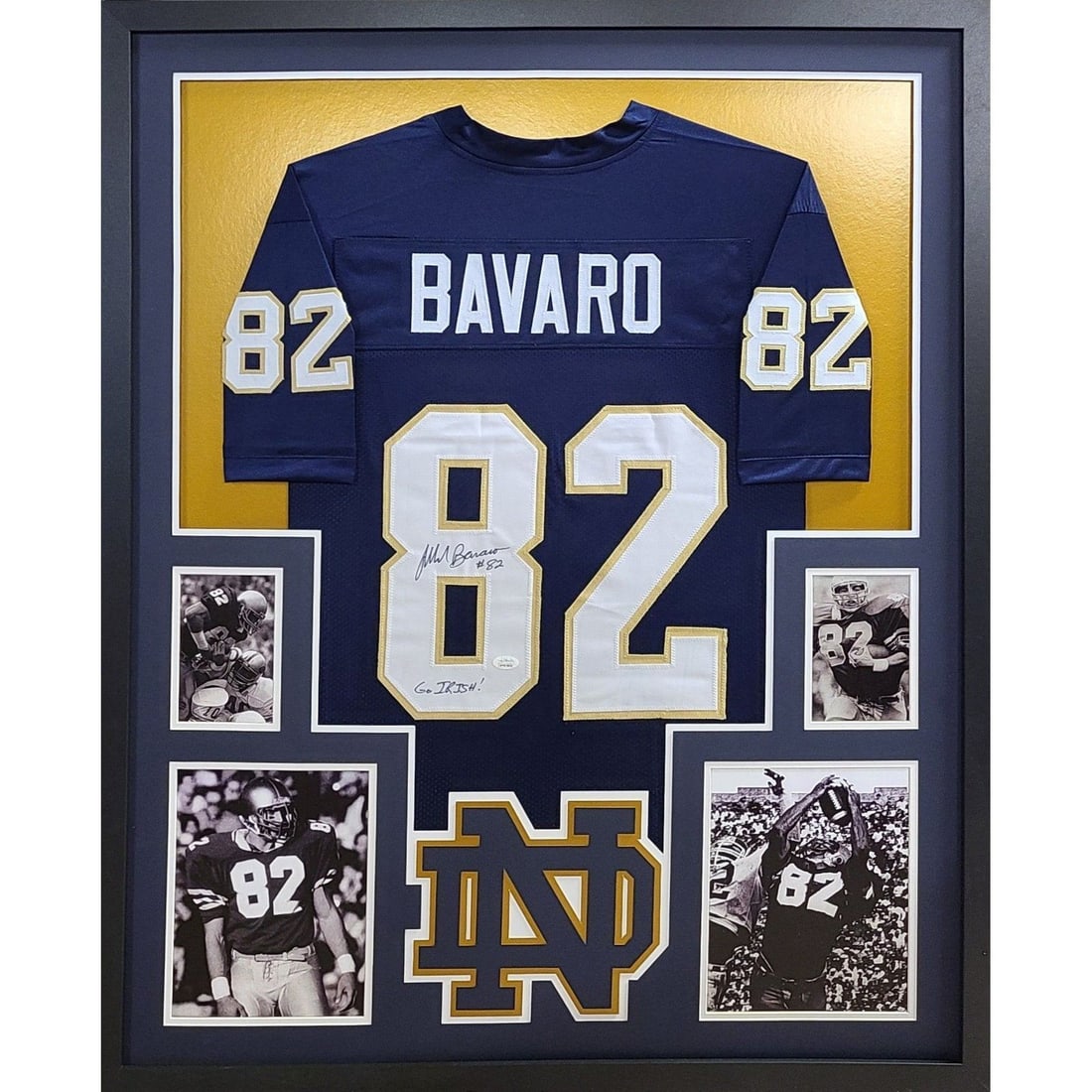 Mark Bavaro Autographed Framed Notre Dame Jersey JSA Certified: Mark Bavaro Autographed Framed Notre Dame Jersey JSA Certified This is a beautifully framed autographed jersey of Mark Bavaro, showcasing his connection with Notre Dame. Authenticated by JSA, a leader
