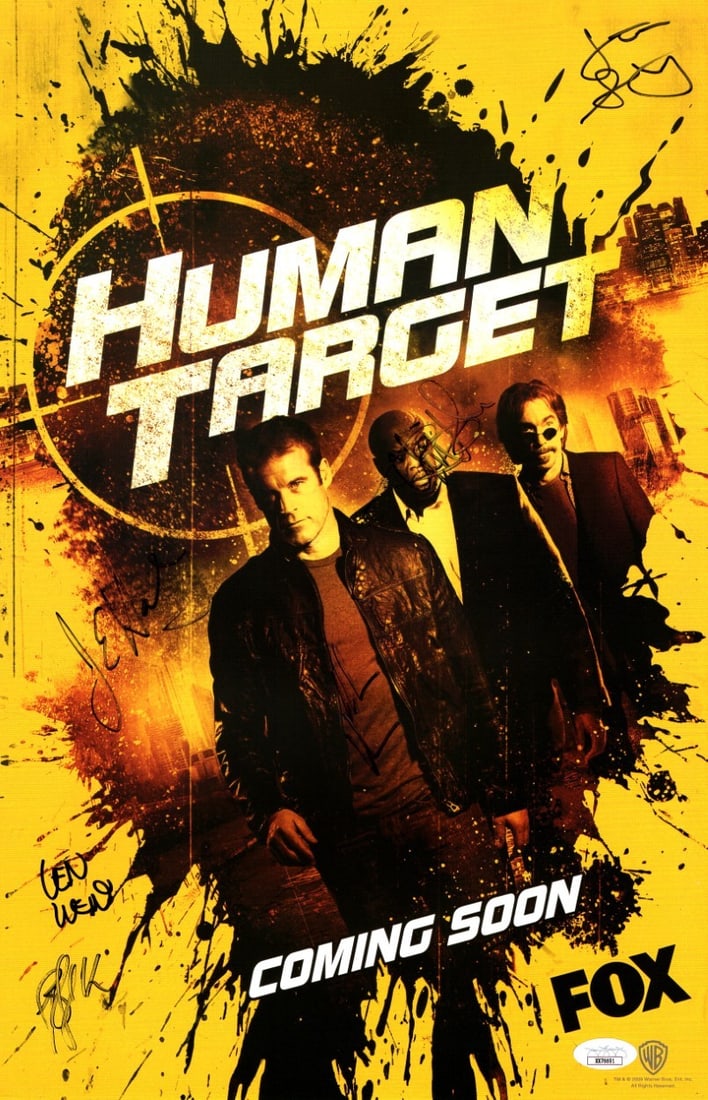 Human Target Cast Signed 11X17 Poster JSA Authenticated: Human Target Cast Signed 11X17 Poster JSA Authenticated This original 11x17 poster features the autographs of the cast members from the show "Human Target," including Mark Valley, Jackie Earle Haley,
