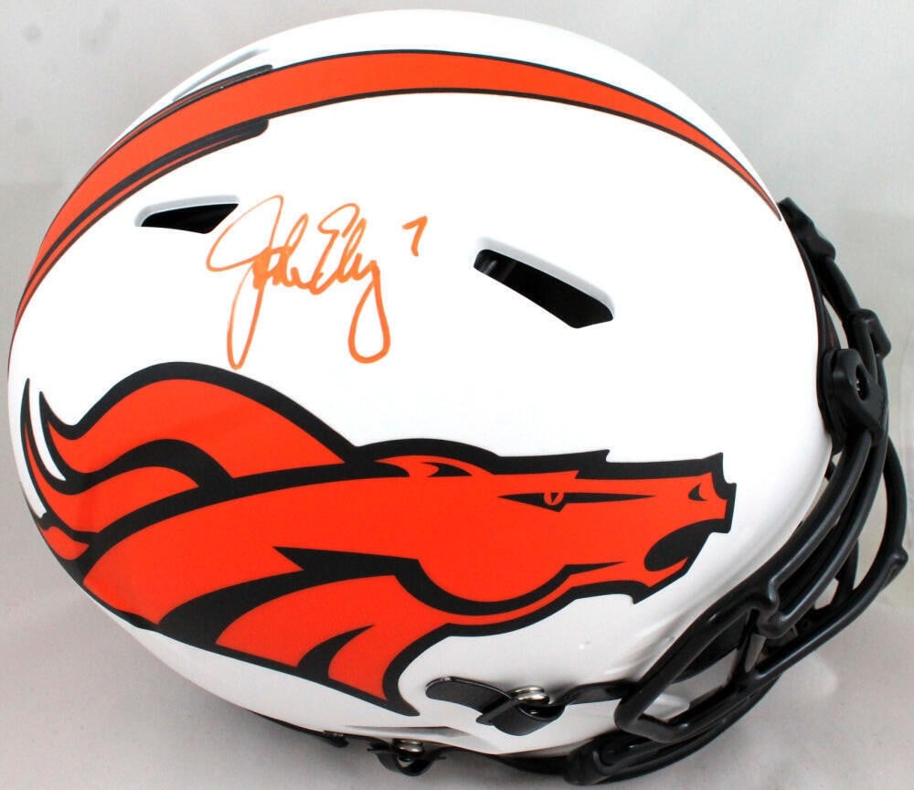 John Elway Autographed Denver Broncos Lunar Speed Helmet with Beckett Authentication (1 of 5)