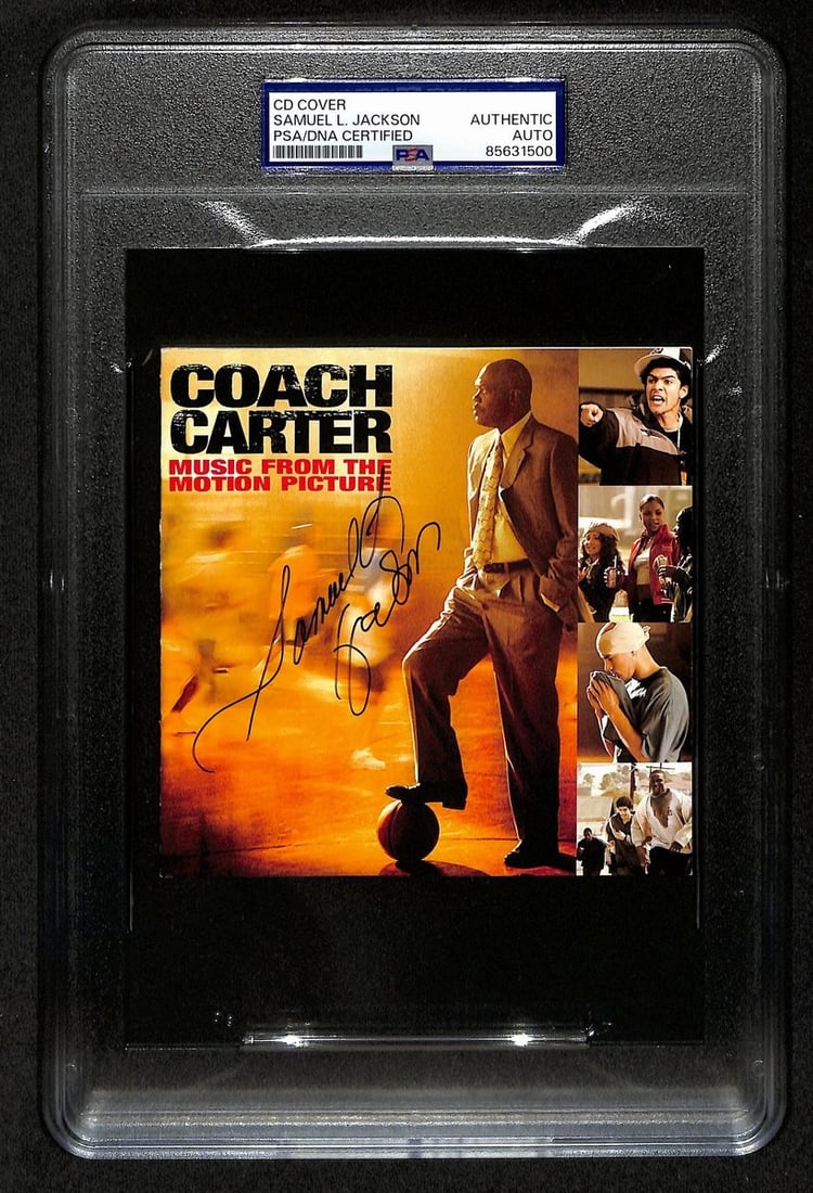 Samuel L. Jackson Signed CD Cover Coach Carter PSA/DNA Authenticated: Samuel L. Jackson Signed CD Cover Coach Carter PSA/DNA Authenticated This Samuel L. Jackson signed CD cover features the music from the motion picture Coach Carter. It comes with authentication from P