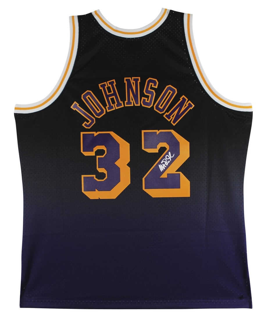 Magic Johnson Signed Lakers Black Two-Tone Swingman Jersey 1984-85 BAS: Magic Johnson Signed Lakers Black Two-Tone Swingman Jersey 1984-85 BAS Celebrate your love for the Los Angeles Lakers with this authentic Magic Johnson signed black two-tone Mitchell & Ness 1984-85