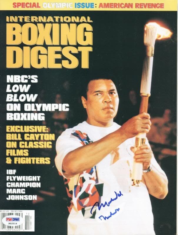 Muhammad Ali Rare Double Signed 1996 Boxing Digest Magazine PSA/DNA: Muhammad Ali Rare Double Signed 1996 Boxing Digest Magazine PSA/DNA This rare double-signed magazine features the legendary Muhammad Ali, a celebrated figure in boxing history. The 1996 Boxing Digest