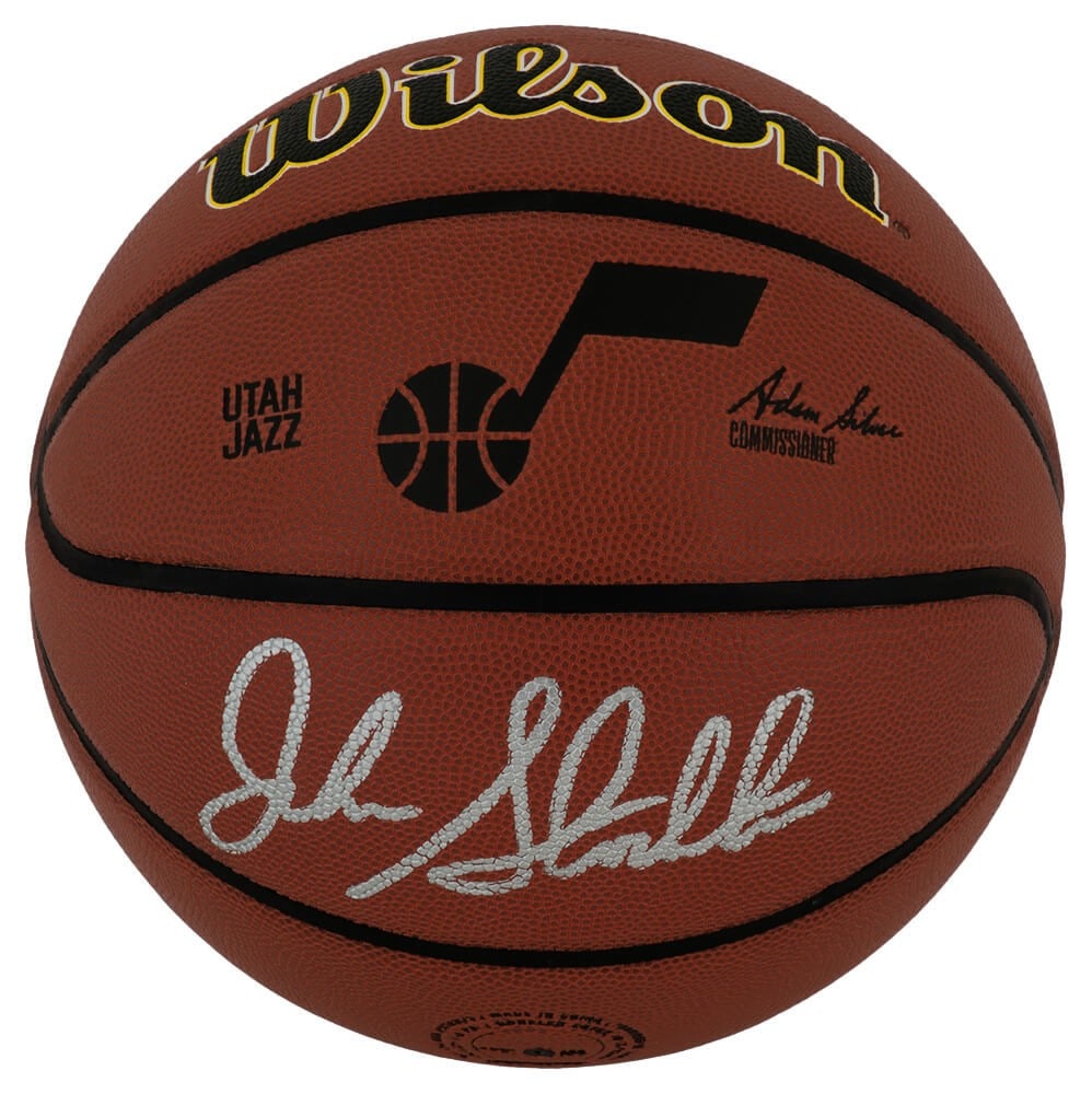 John Stockton Signed Utah Jazz Logo Basketball with COA (1 of 1)