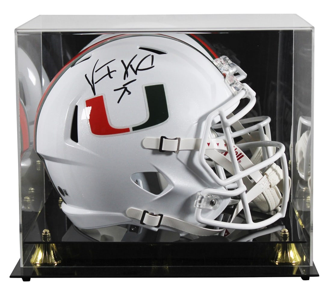 Vince Wilfork Signed Miami Hurricanes Full Size Helmet with Beckett Authentication: Vince Wilfork Signed Miami Hurricanes Full Size Helmet with Beckett Authentication This authentic Miami Hurricanes full-size Riddell Speed replica helmet has been personally signed by Vince Wilfork, a