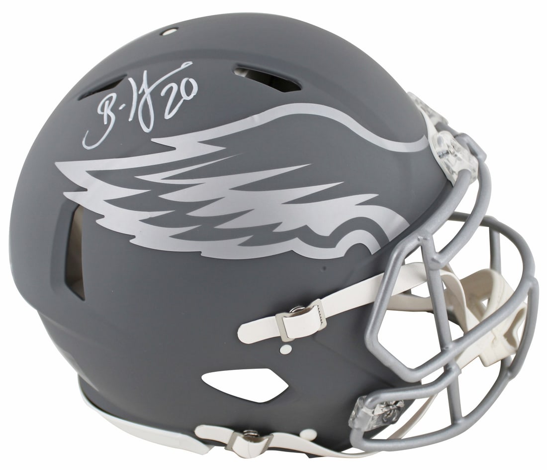Brian Dawkins Autographed Philadelphia Eagles Slate Proline Helmet BAS Witnessed: Brian Dawkins Autographed Philadelphia Eagles Slate Proline Helmet BAS Witnessed This Philadelphia Eagles Full Size Speed Proline Helmet is personally signed by Brian Dawkins, a legendary player known