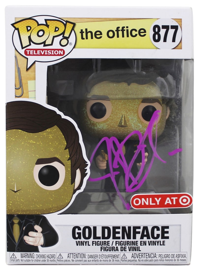 John Krasinski Signed Goldenface Funko Pop Vinyl Figure JSA Authenticated: John Krasinski Signed Goldenface Funko Pop Vinyl Figure JSA Authenticated This autographed Goldenface #877 Funko Pop Vinyl Figure has been personally signed by John Krasinski, the beloved star of The