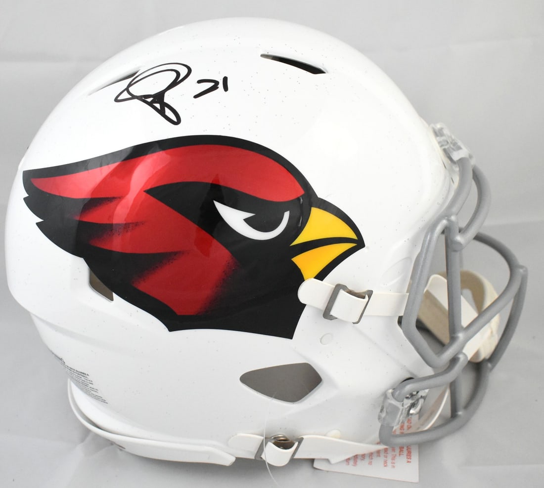 Arizona Cardinals Speed Authentic Helmet Signed by Patrick Peterson Beckett Witness: Arizona Cardinals Speed Authentic Helmet Signed by Patrick Peterson Beckett Witness This is an original Arizona Cardinals full-size Speed Authentic helmet that has been signed by Patrick Peterson. The