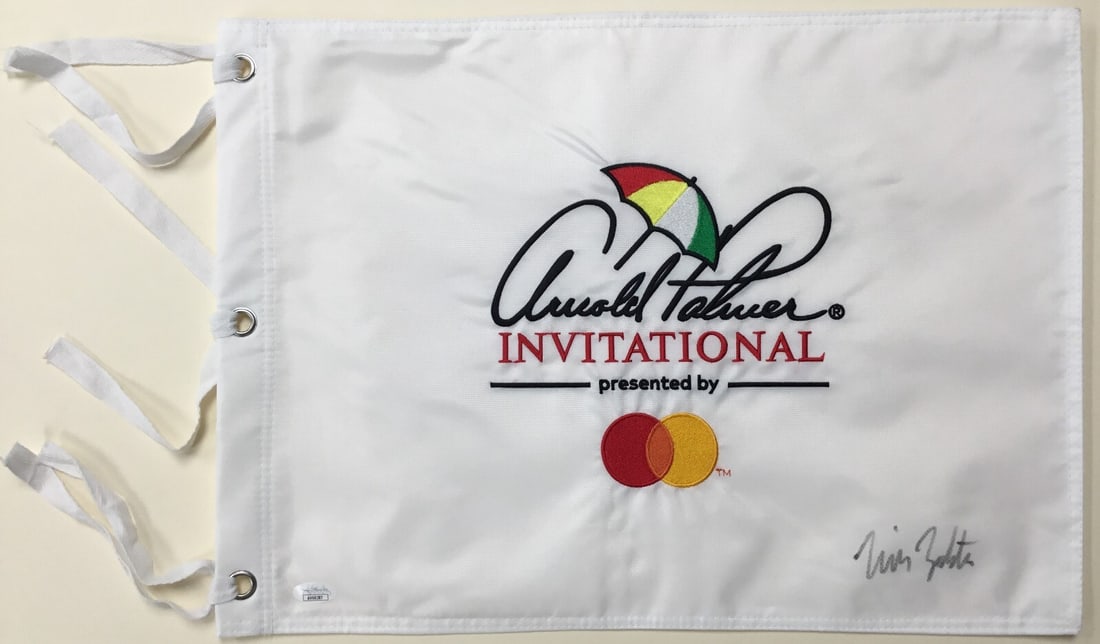 Will Zalatoris Signed Arnold Palmer Invitational Flag JSA Authenticated: Will Zalatoris Signed Arnold Palmer Invitational Flag JSA Authenticated This is an official Arnold Palmer Invitational pin flag signed by PGA star Will Zalatoris. The signature has been authenticated