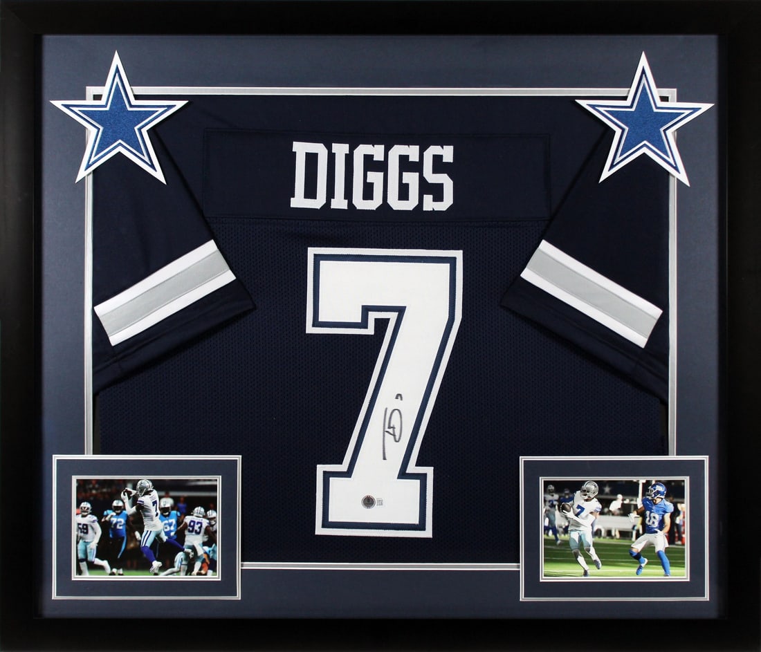 Trevon Diggs Signed Navy Pro Style Framed Jersey BAS Authenticated: Trevon Diggs Signed Navy Pro Style Framed Jersey BAS Authenticated Celebrate your team spirit with this authentic Navy Pro Style Framed Jersey, personally signed by Trevon Diggs of the Dallas Cowboys.