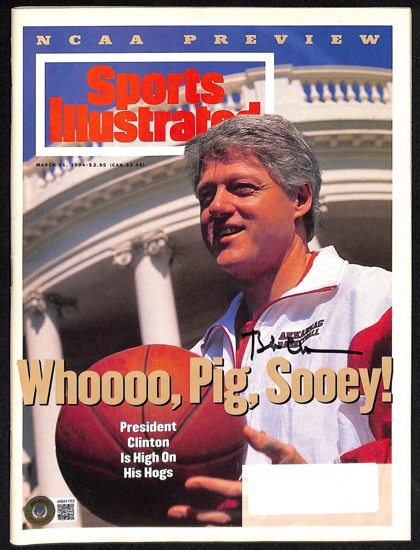 Bill Clinton Autographed Sports Illustrated March 21 1994 NFL Magazine: Bill Clinton Autographed Sports Illustrated March 21 1994 NFL Magazine This Sports Illustrated magazine dated March 21, 1994, is autographed by Bill Clinton, the 42nd President of the United States, w