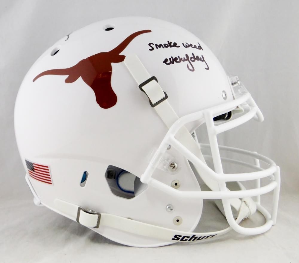 Longhorns Full Size Helmet Signed by Ricky Williams JSA Authenticated With Inscription: Longhorns Full Size Helmet Signed by Ricky Williams JSA Authenticated With Inscription This is a pre-owned Longhorns ProLine Speed full-size helmet, personally signed by Ricky Williams. The helmet fea