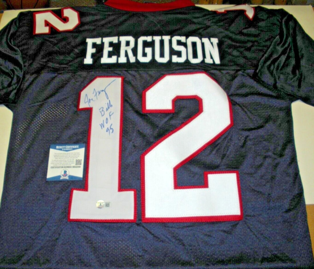 Joe Ferguson autographed Buffalo Bills Reebok jersey with Beckett COA: Joe Ferguson autographed Buffalo Bills Reebok jersey with Beckett COA This is an official licensed Reebok Buffalo Bills jersey signed by Joe Ferguson. The jersey is authenticated with a Beckett Certif
