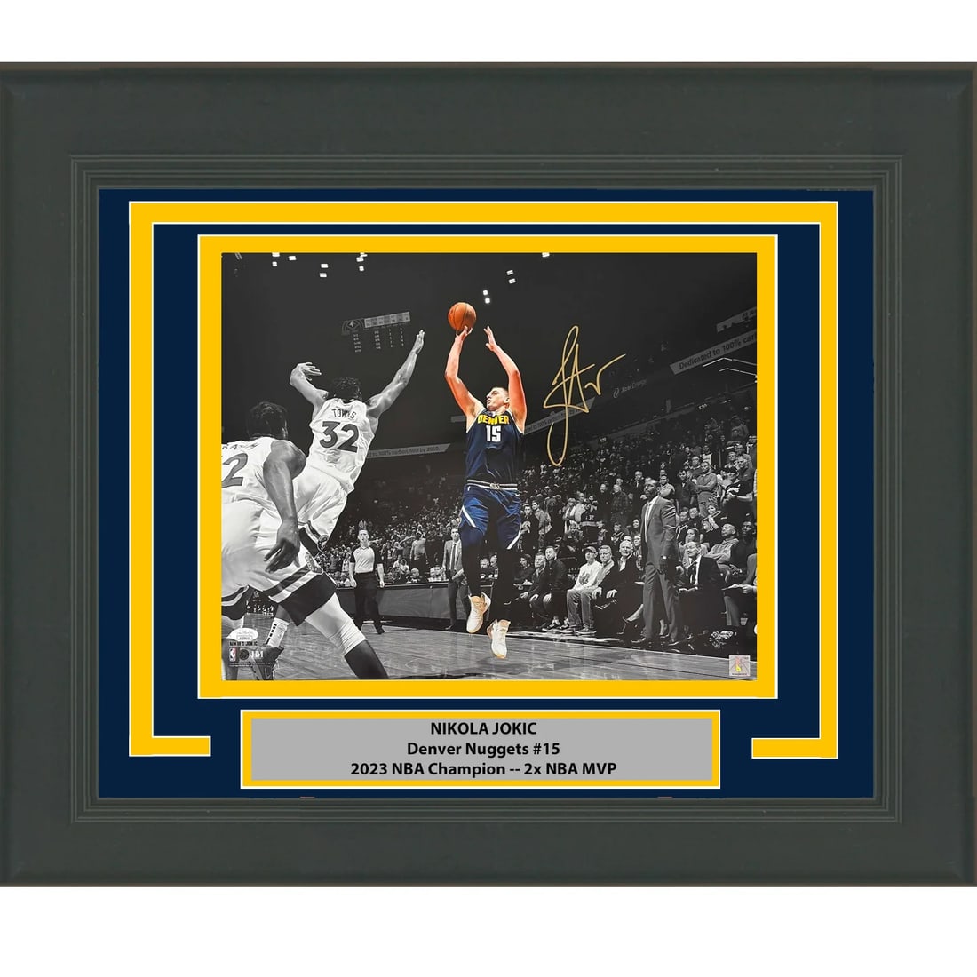 Framed Autographed Nikola Jokic Denver Nuggets 16x20 Photo JSA COA: Framed Autographed Nikola Jokic Denver Nuggets 16x20 Photo JSA COA Showcase your love for basketball with this professionally framed autographed 16x20 photo of Nikola Jokic, the star player of the Den