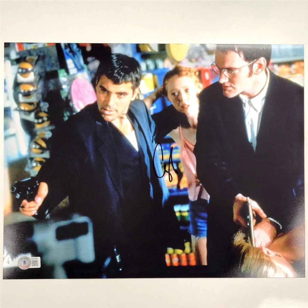 George Clooney Signed From Dusk Till Dawn 11x14 Photo Beckett Authenticated: George Clooney Signed From Dusk Till Dawn 11x14 Photo Beckett Authenticated This is an original 11x14 photograph from the iconic movie 'From Dusk Till Dawn', personally signed by the legendary actor G