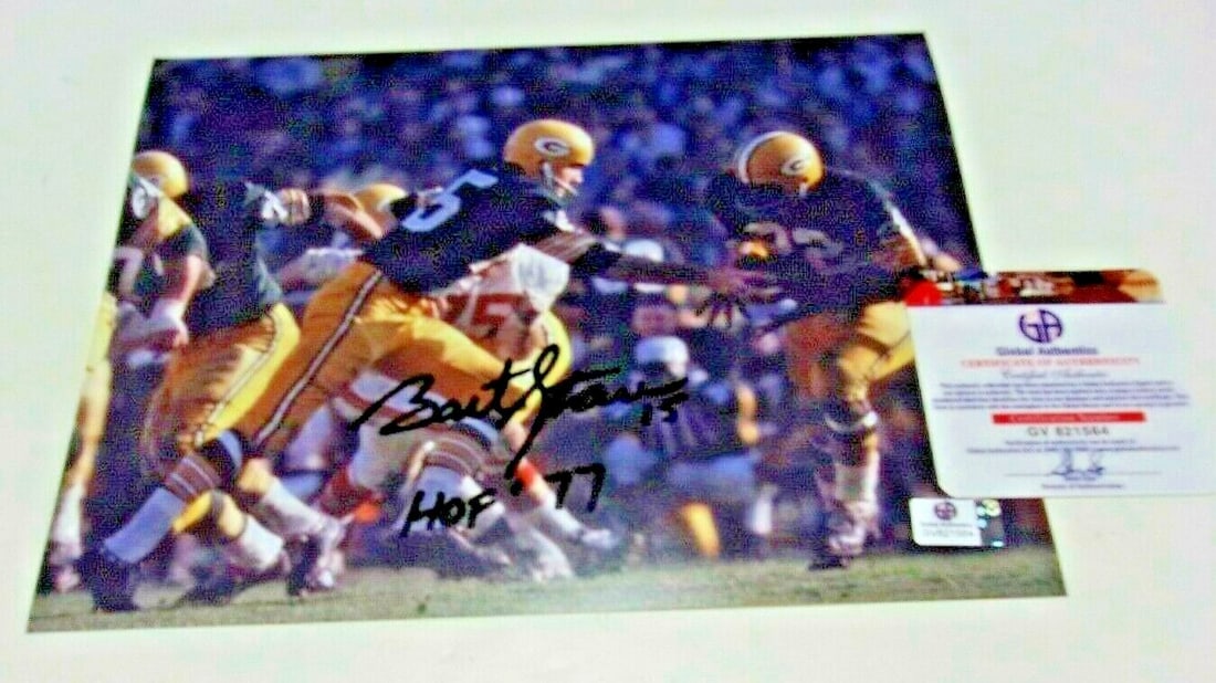 Signed 8x10 Photo Bart Starr Green Bay Packers HOF 77 GAI COA: Signed 8x10 Photo Bart Starr Green Bay Packers HOF 77 GAI COA This is an 8x10 photograph signed by Bart Starr of the Green Bay Packers. The autograph is an authentic original and the photo comes with
