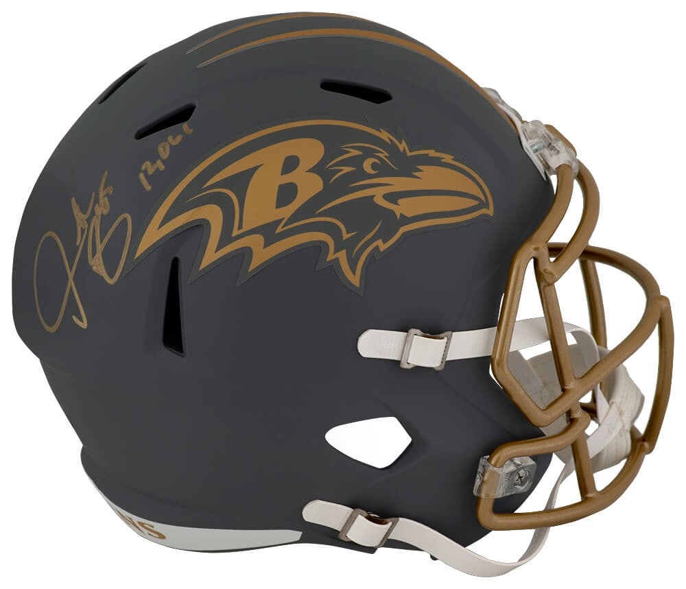 Baltimore Ravens Full Size Slate Helmet Signed by Derrick Mason With Yardage Inscription (1 of 1)