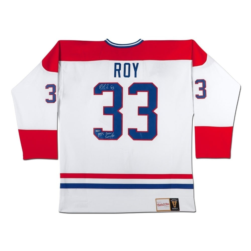 Patrick Roy Signed Mitchell & Ness Canadiens Jersey with Upper Deck Auth: Patrick Roy Signed Mitchell & Ness Canadiens Jersey with Upper Deck Auth Celebrate the legendary career of Patrick Roy with this authentic Mitchell & Ness jersey, featuring his signature and the inscr