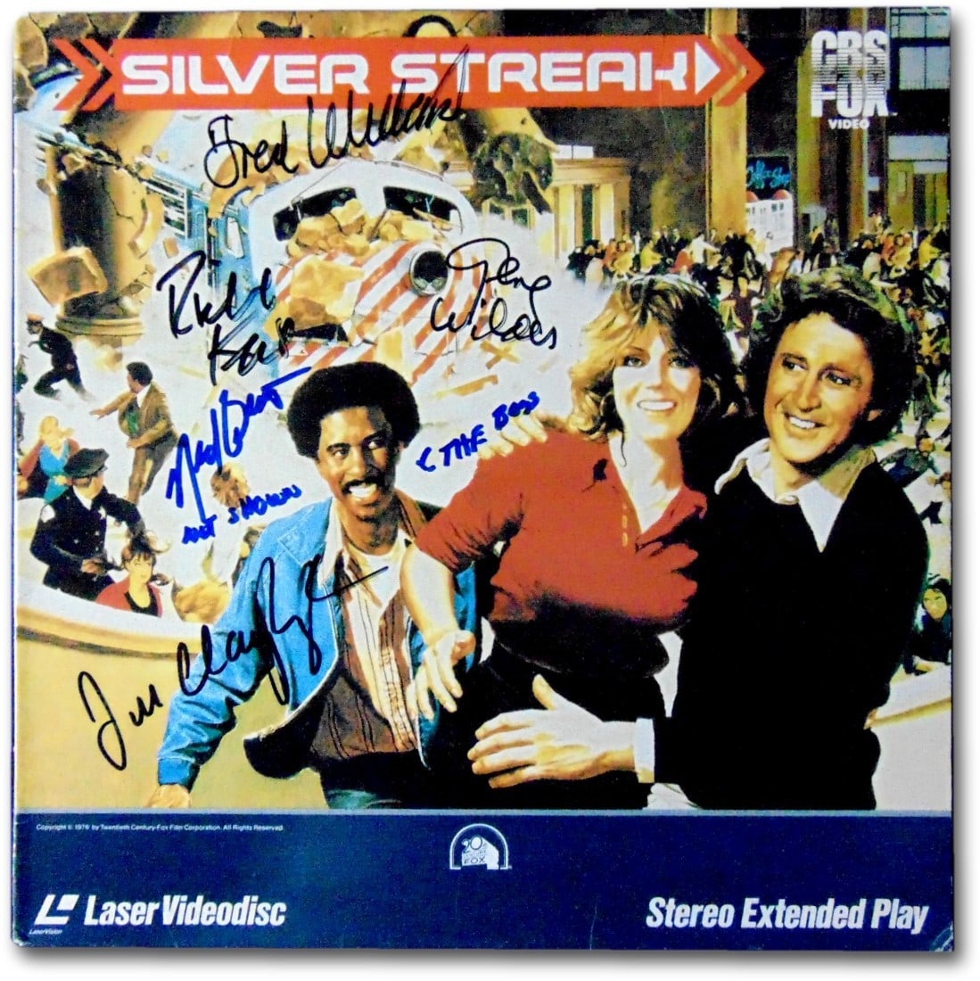 Silver Streak Autographed Laserdisc Cover Beckett Certified: Silver Streak Autographed Laserdisc Cover Beckett Certified This is an original, pre-owned DVD cover for the film "Silver Streak," featuring the autographs of notable stars including Gene Wilder, Ned