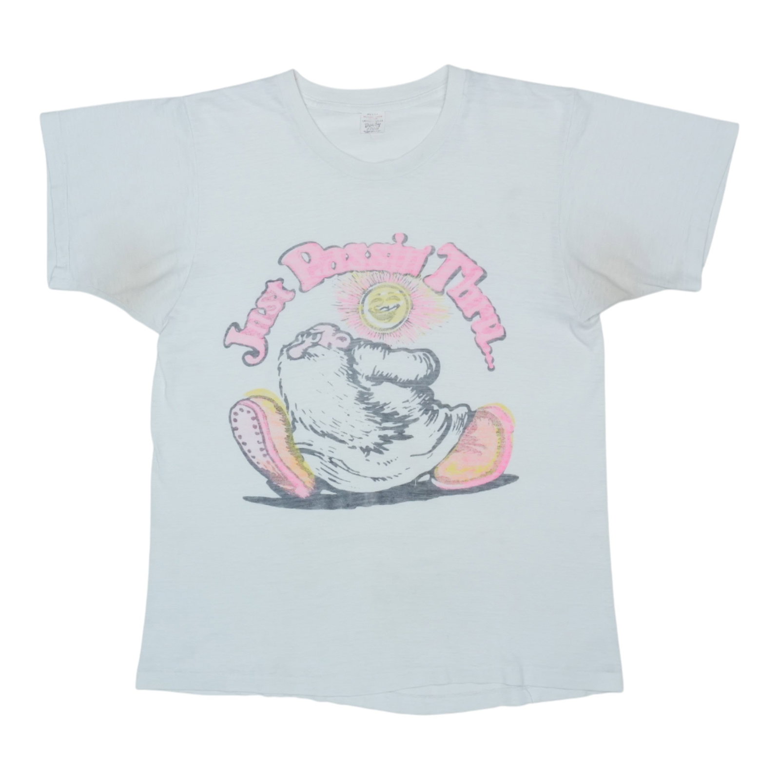 Vintage 1970s Just Passin Thru T-Shirt by Robert Crumb White Poly Cotton: Vintage 1970s Just Passin Thru T-Shirt by Robert Crumb White Poly Cotton This is an original vintage 1970s "Just Passin Thru" shirt featuring artwork by Robert Crumb. The shirt is a true vintage piece