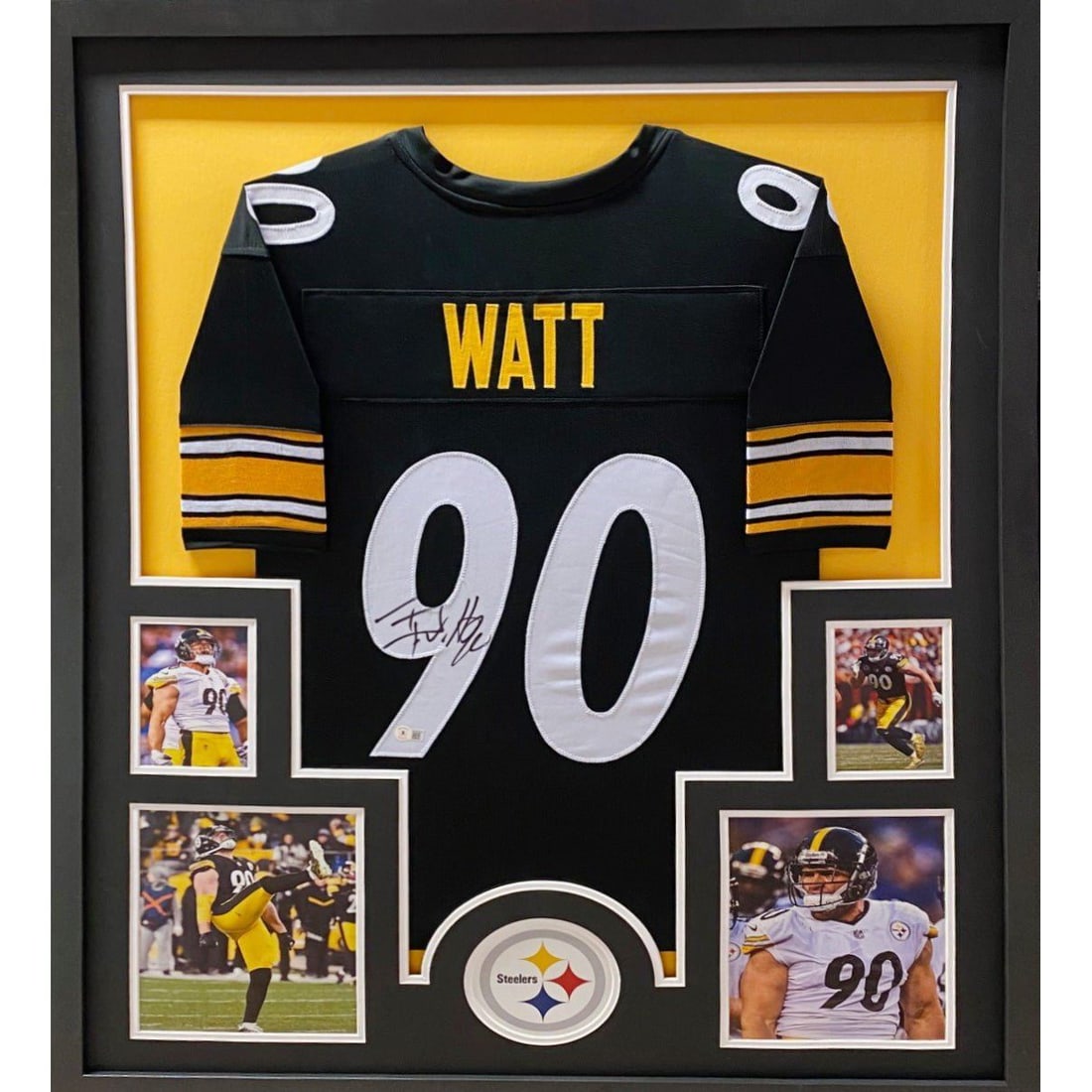 TJ Watt Signed Framed Jersey Pittsburgh Steelers Beckett Authenticated: TJ Watt Signed Framed Jersey Pittsburgh Steelers Beckett Authenticated This autographed TJ Watt framed jersey is a must-have for any Pittsburgh Steelers fan. Authenticated by Beckett, a leader in spor