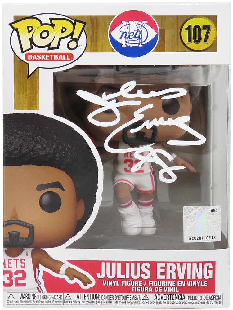 Julius Dr J Erving Signed NBA Funko Pop Doll #107 New York Nets COA: Julius Dr J Erving Signed NBA Funko Pop Doll #107 New York Nets COA Celebrate the legacy of basketball legend Julius 'Dr J' Erving with this signed New York Nets NBA Funko Pop Doll #107. This collecti