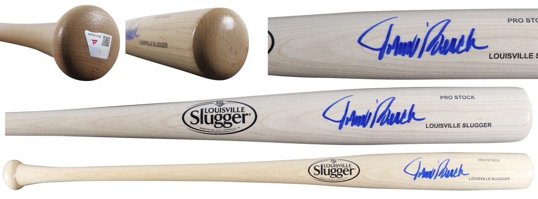 Johnny Bench Signed Blonde Louisville Slugger Bat Authentic Fanatics: Johnny Bench Signed Blonde Louisville Slugger Bat Authentic Fanatics This authentic blonde Louisville Slugger Pro Stock baseball bat is personally signed by Johnny Bench, legendary catcher of the Cinc