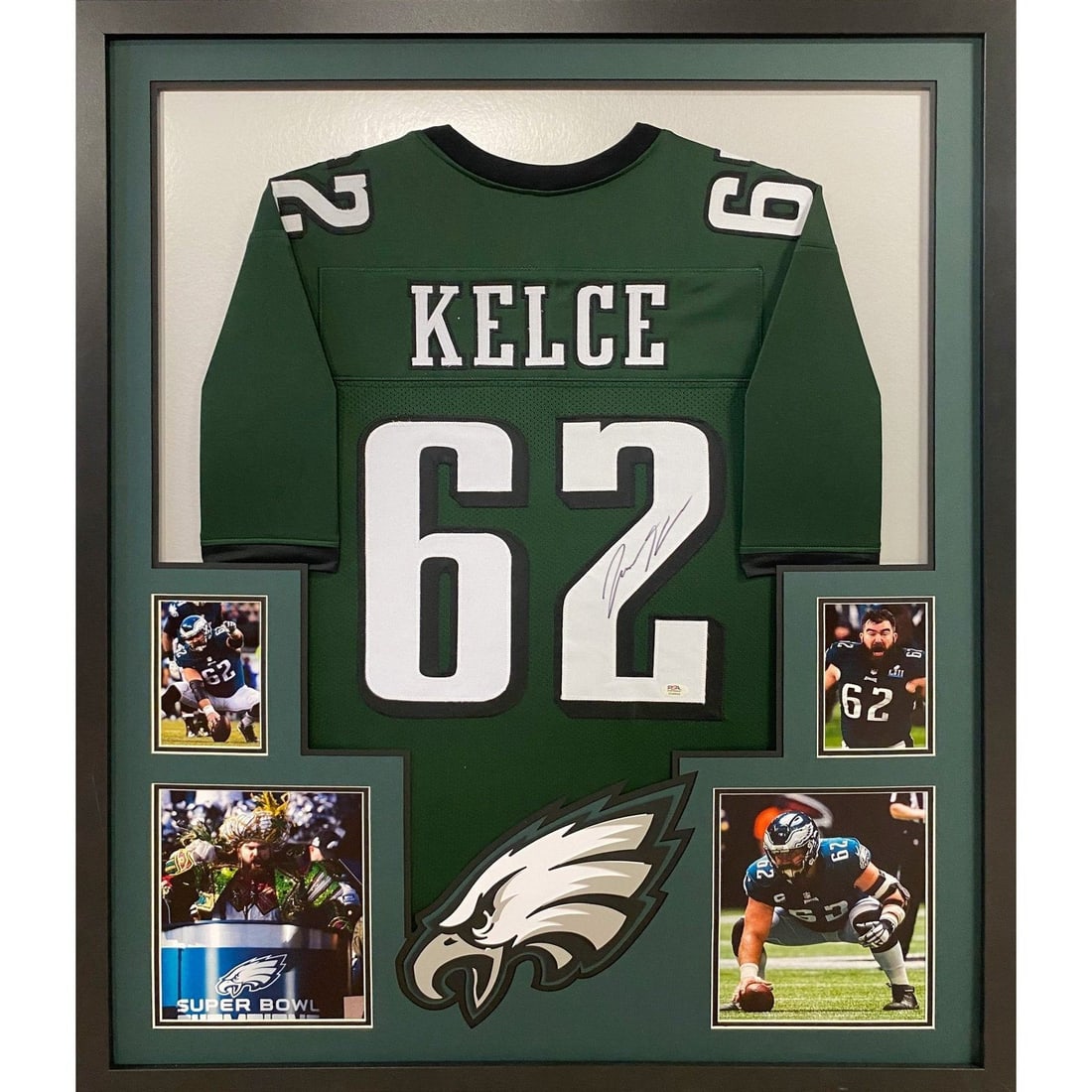 Jason Kelce Autographed Framed Jersey PSA/DNA Philadelphia Eagles: Jason Kelce Autographed Framed Jersey PSA/DNA Philadelphia Eagles Display your Philadelphia Eagles pride with this autographed Jason Kelce framed jersey. Authenticated by PSA/DNA, a leader in sports m