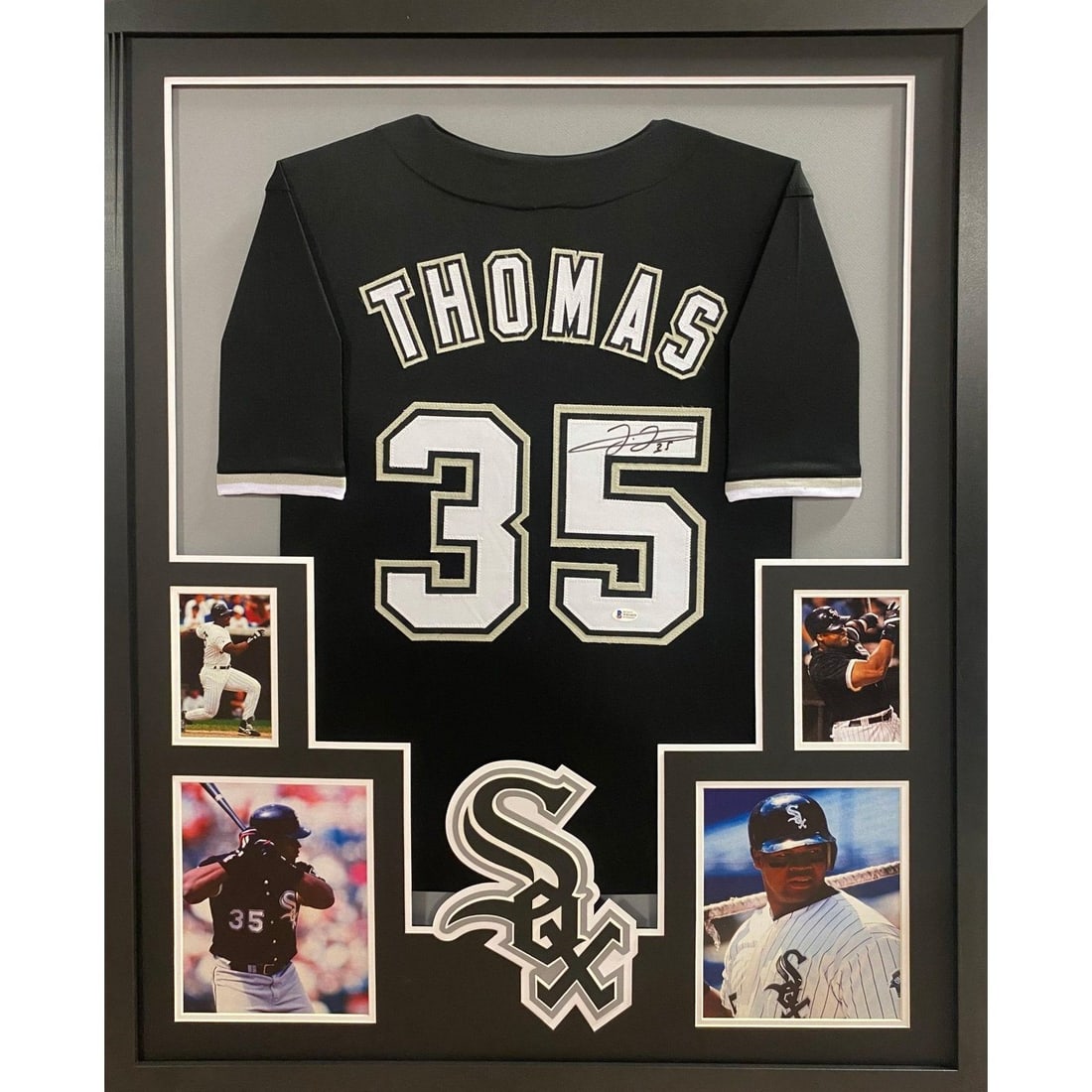 Frank Thomas Autographed Framed Jersey JSA Chicago White Sox Display: Frank Thomas Autographed Framed Jersey JSA Chicago White Sox Display This autographed Frank Thomas framed jersey is a must-have for any Chicago White Sox fan. Authenticated by JSA, a leader in sports