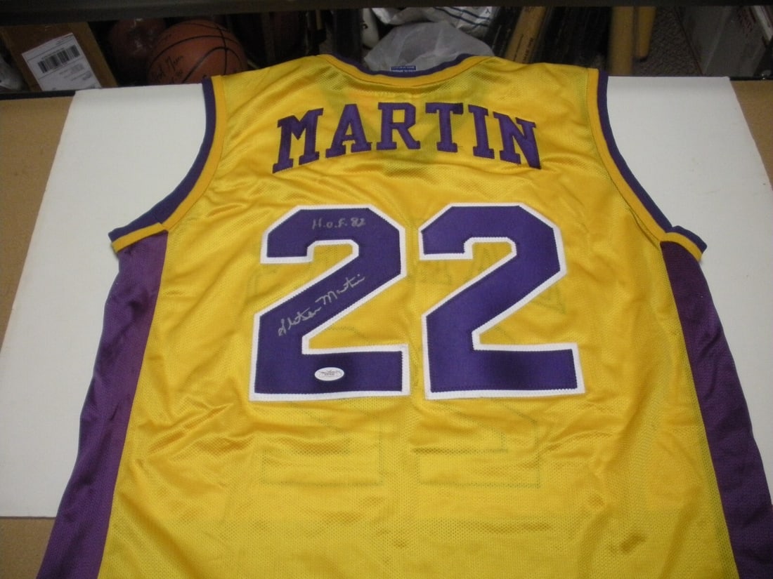 Champion Los Angeles Lakers Jersey Signed by Slater Martin with JSA COA: Champion Los Angeles Lakers Jersey Signed by Slater Martin with JSA COA This is an official licensed Champion jersey signed by Slater Martin of the Los Angeles Lakers. The jersey comes with JSA/COA au
