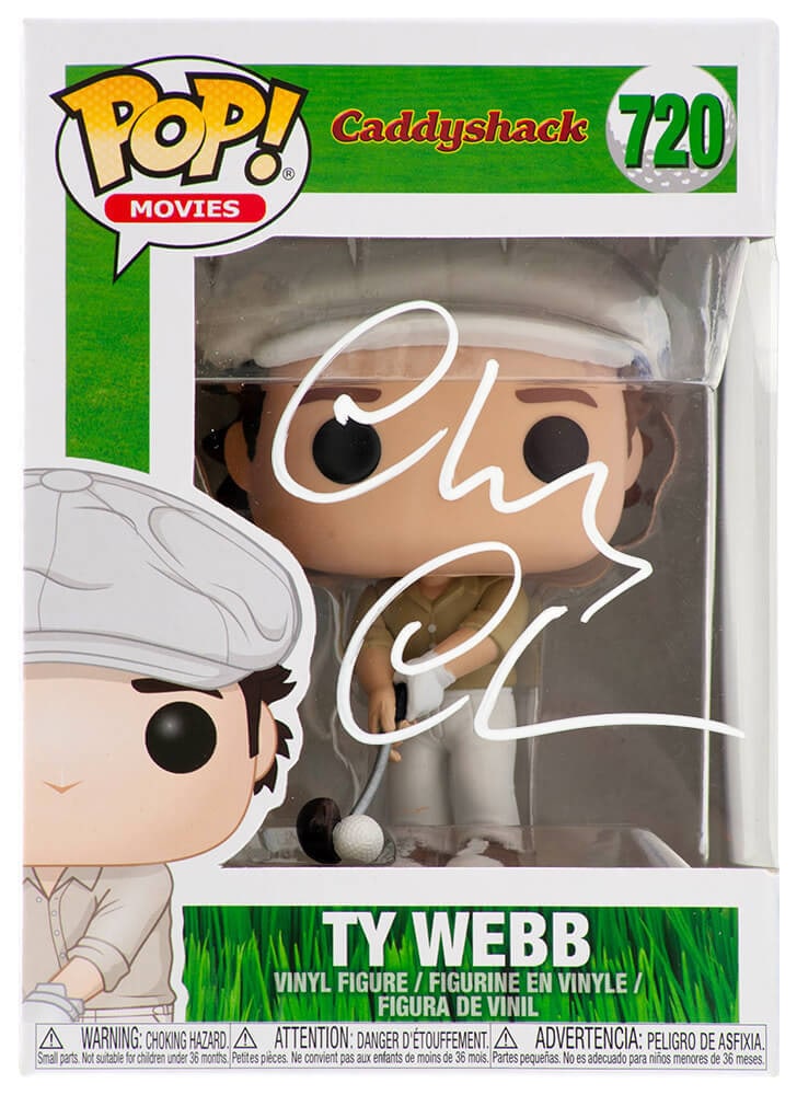 Chevy Chase Signed Caddyshack Ty Webb Funko Pop #720 with COA: Chevy Chase Signed Caddyshack Ty Webb Funko Pop #720 with COA This is a Chevy Chase signed Caddyshack Ty Webb Funko Pop doll #720. The item features a tamper-proof numbered hologram and a Certificate