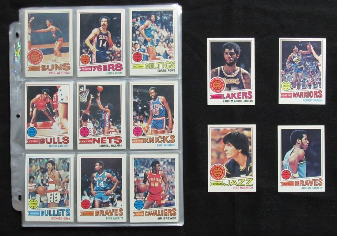 1977-78 Topps Basketball Complete Set 132 Parish Maravich Abdul-Jabbar: 1977-78 Topps Basketball Complete Set 132 Parish Maravich Abdul-Jabbar This is a complete set of 1977-78 TOPPS Basketball cards, featuring a total of 132 cards. Highlights of the set include rookie ca
