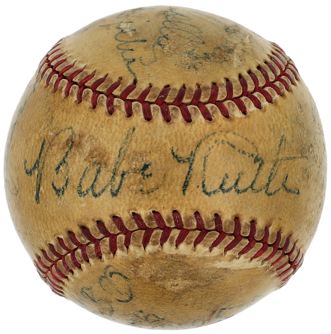 Baseball Signed by Babe Ruth Honus Wagner Abbott Costello and MLB Legends Beckett COA: Baseball Signed by Babe Ruth Honus Wagner Abbott Costello and MLB Legends Beckett COA This Official American League Harridge baseball is a rare collectible, featuring the signatures of ten MLB Hall of