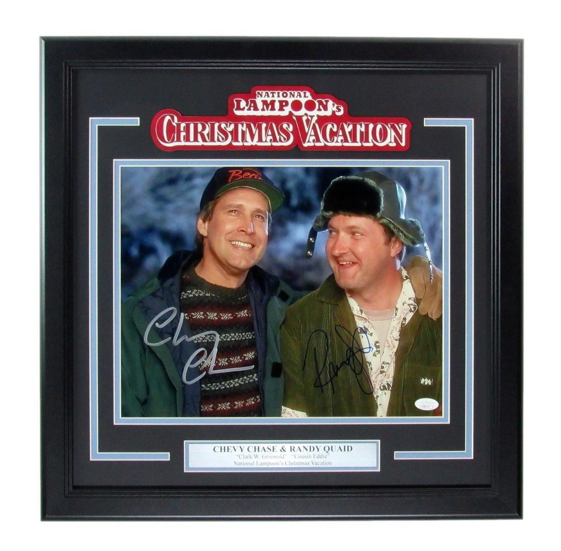 Chevy Chase Randy Quaid Dual Autographed 11x14 Christmas Vacation Framed JSA: Chevy Chase Randy Quaid Dual Autographed 11x14 Christmas Vacation Framed JSA This is a stunning dual-autographed 11x14 photo featuring Chevy Chase and Randy Quaid from the beloved holiday classic "Chr
