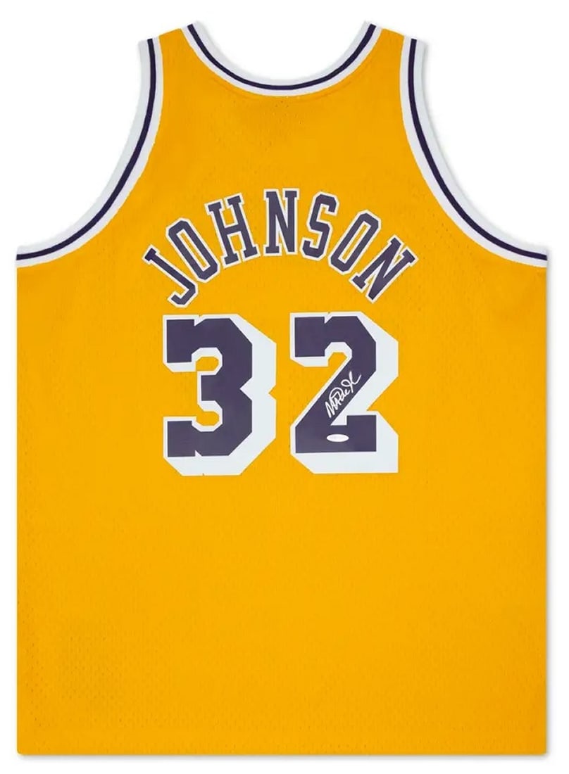 Magic Johnson Signed Lakers Gold Swingman Jersey Upper Deck Authenticated: Magic Johnson Signed Lakers Gold Swingman Jersey Upper Deck Authenticated Celebrate the legacy of Magic Johnson with this autographed Los Angeles Lakers jersey from the 1984-85 season. This original j