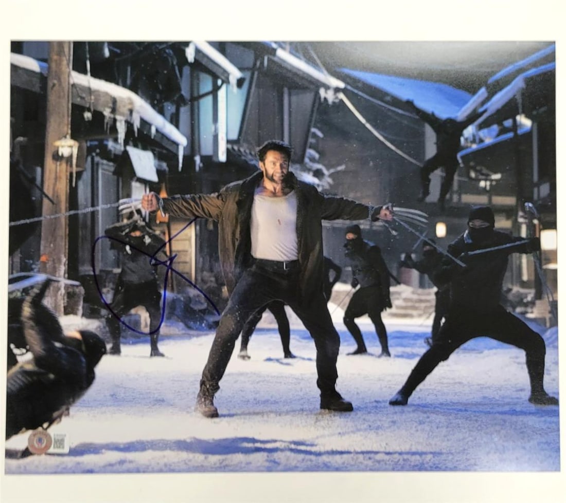 Hugh Jackman Signed 11x14 Wolverine Photo Marvel X-Men Beckett Authenticated: Hugh Jackman Signed 11x14 Wolverine Photo Marvel X-Men Beckett Authenticated This stunning 11x14 photograph features Hugh Jackman as Wolverine, showcasing a powerful moment from the iconic Marvel X-Me