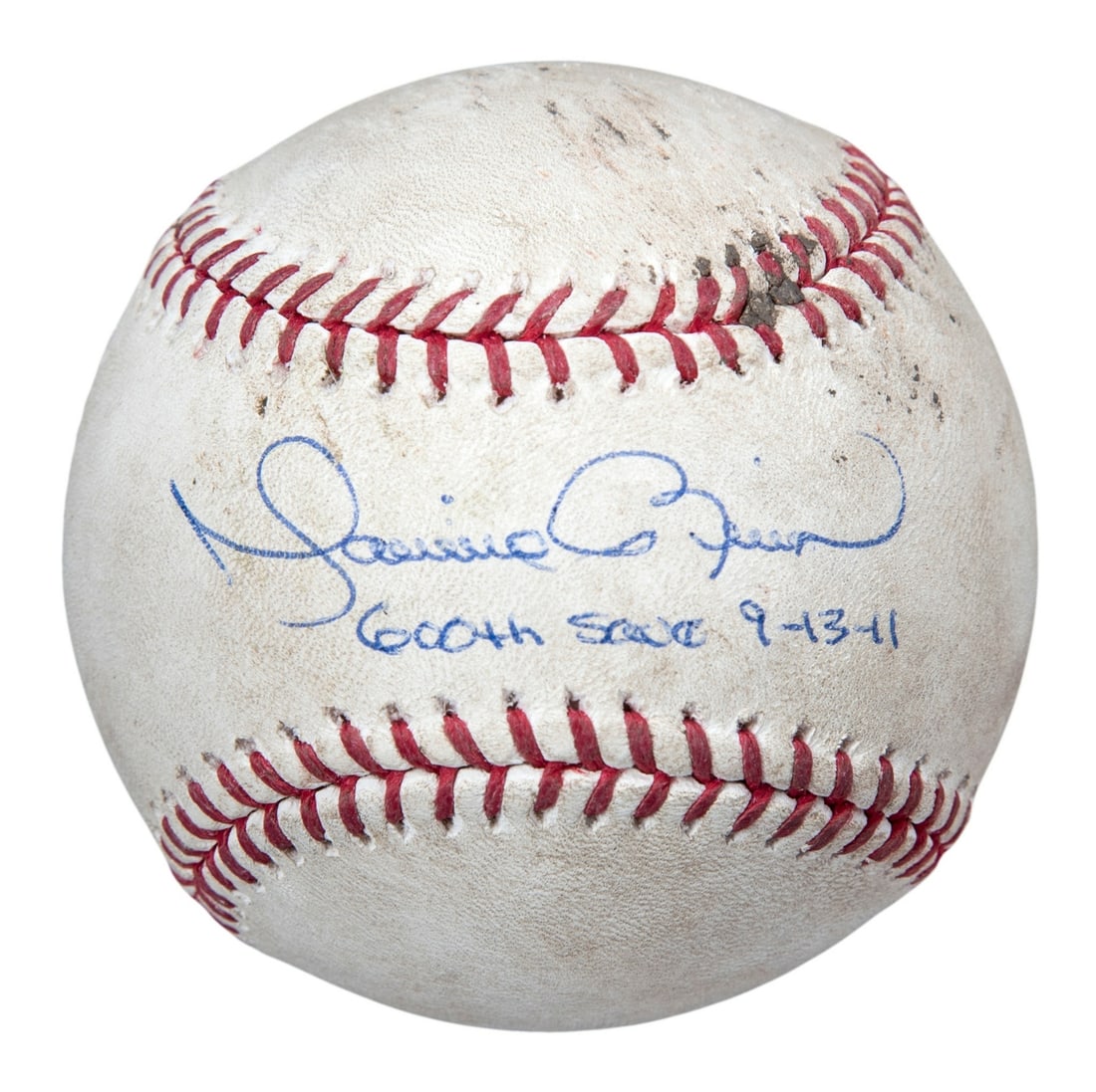 Mariano Rivera 600th Save Signed Baseball JSA Auth MLB Game Used: Mariano Rivera 600th Save Signed Baseball JSA Auth MLB Game Used Celebrate baseball history with this Official Major League baseball used during Mariano Rivera's historic 600th save game on September