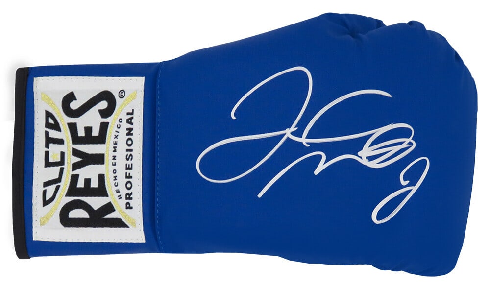 Floyd Mayweather Jr. Signed Cleto Reyes Blue Boxing Glove with COA: Floyd Mayweather Jr. Signed Cleto Reyes Blue Boxing Glove with COA This is a Floyd Mayweather Jr. signed Cleto Reyes blue boxing glove, a must-have for boxing enthusiasts and collectors alike. The glo