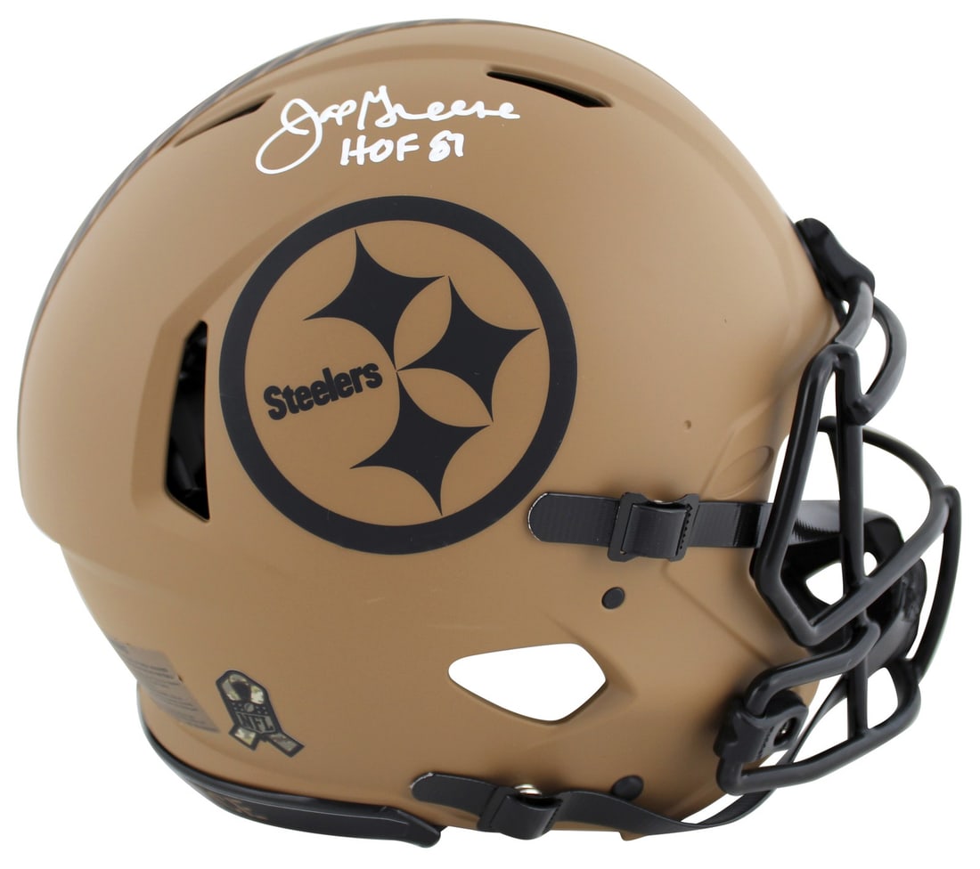 Joe Greene Signed Pittsburgh Steelers Helmet HOF 87 BAS Witnessed: Joe Greene Signed Pittsburgh Steelers Helmet HOF 87 BAS Witnessed This authentic full-size Speed Proline helmet is a remarkable piece for any Pittsburgh Steelers fan. It features the iconic autograph