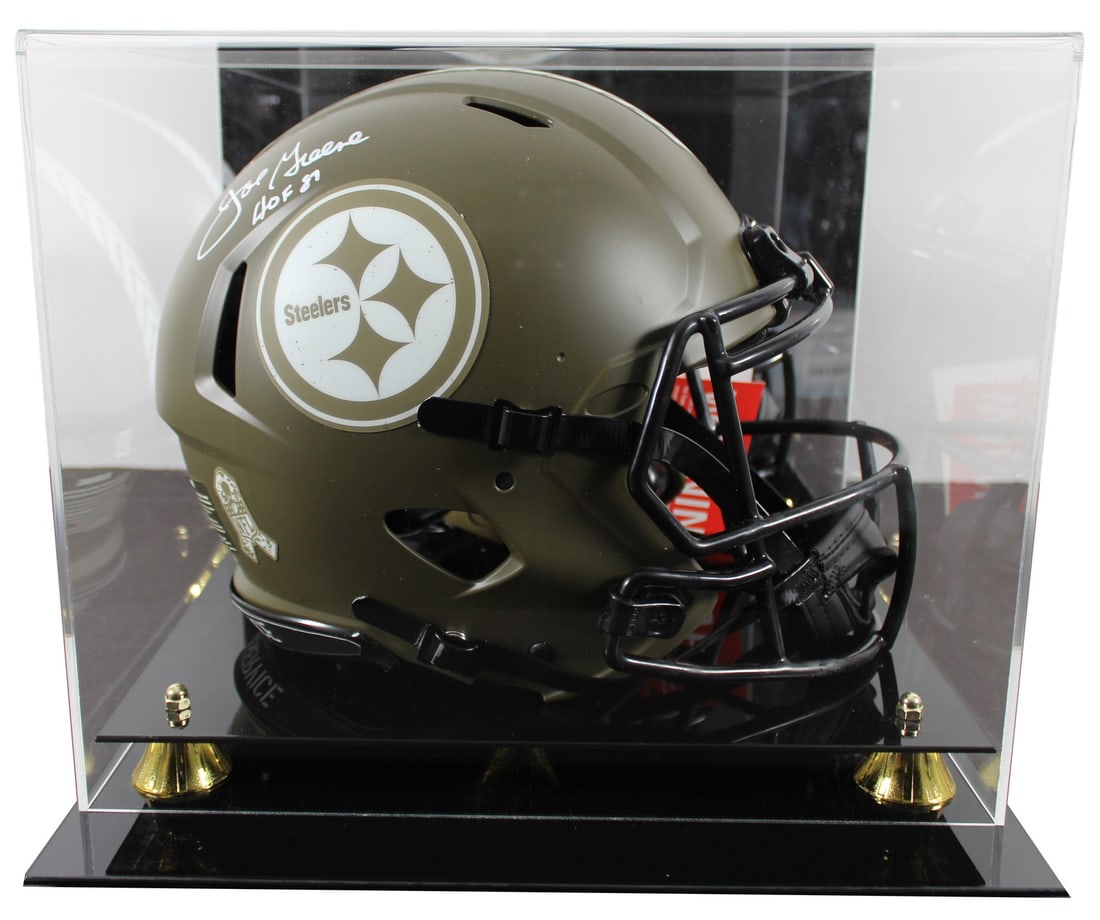 Joe Greene Signed Steelers Full Size Speed Helmet HOF 87 BAS Authenticated: Joe Greene Signed Steelers Full Size Speed Helmet HOF 87 BAS Authenticated This Pittsburgh Steelers full-size Speed Proline helmet has been personally signed by Joe Greene, a Hall of Fame player, with