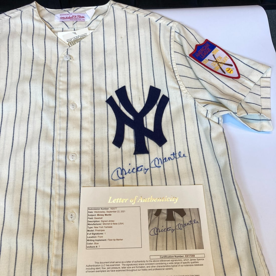 Mickey Mantle Signed 1951 Yankees Rookie Jersey Mitchell & Ness JSA COA: Mickey Mantle Signed 1951 Yankees Rookie Jersey Mitchell & Ness JSA COA Celebrate baseball history with this authentic Mickey Mantle signed 1951 New York Yankees Rookie Game Model jersey. This stunnin