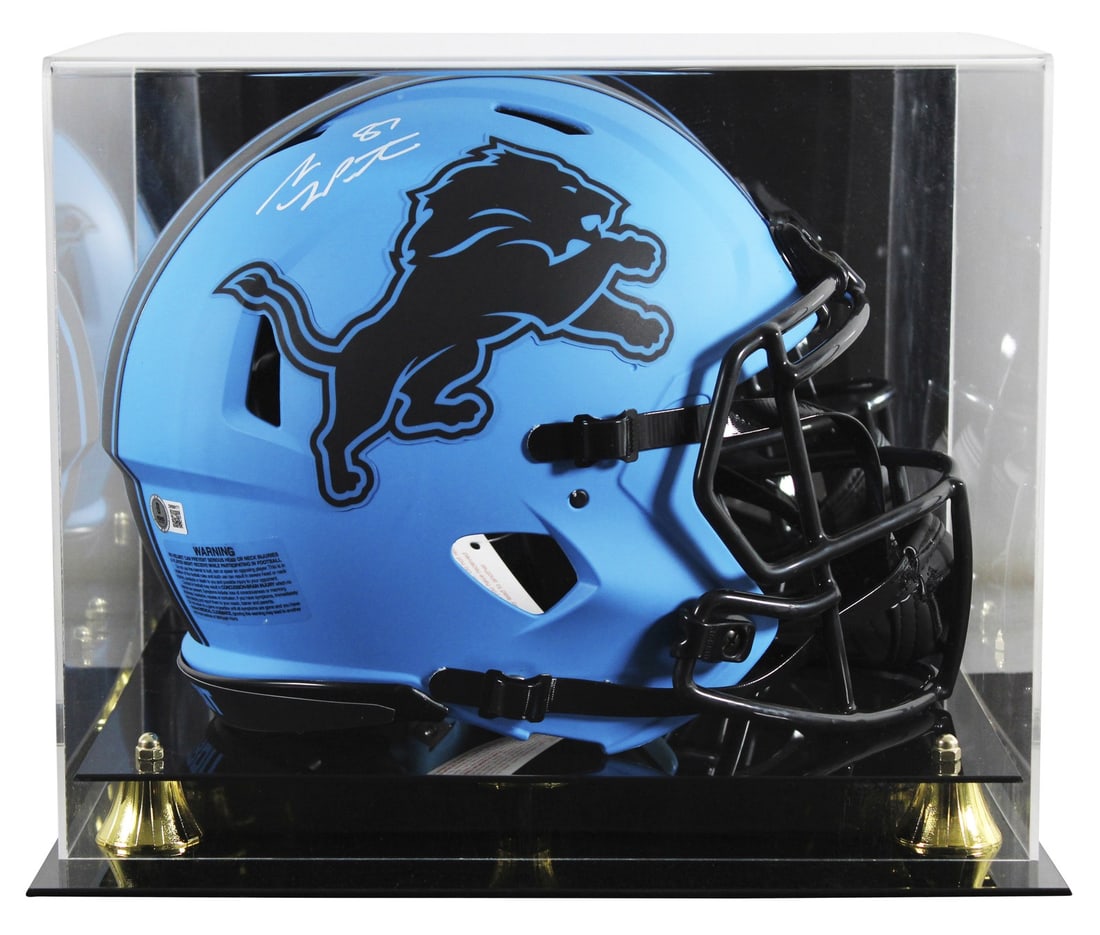 Sam LaPorta Signed Detroit Lions Rave Full Size Helmet with BAS Authentication: Sam LaPorta Signed Detroit Lions Rave Full Size Helmet with BAS Authentication This Detroit Lions Rave Riddell Full Size Speed Proline Helmet has been personally signed by Sam LaPorta. It features an