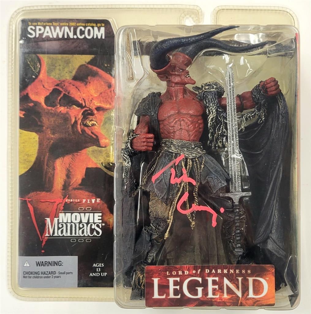 Lord of Darkness Legend Action Figure signed by Tim Curry JSA authenticated: Lord of Darkness Legend Action Figure signed by Tim Curry JSA authenticated This is an original Lord of Darkness Legend action figure, signed by Tim Curry. The autograph has been authenticated by Jame