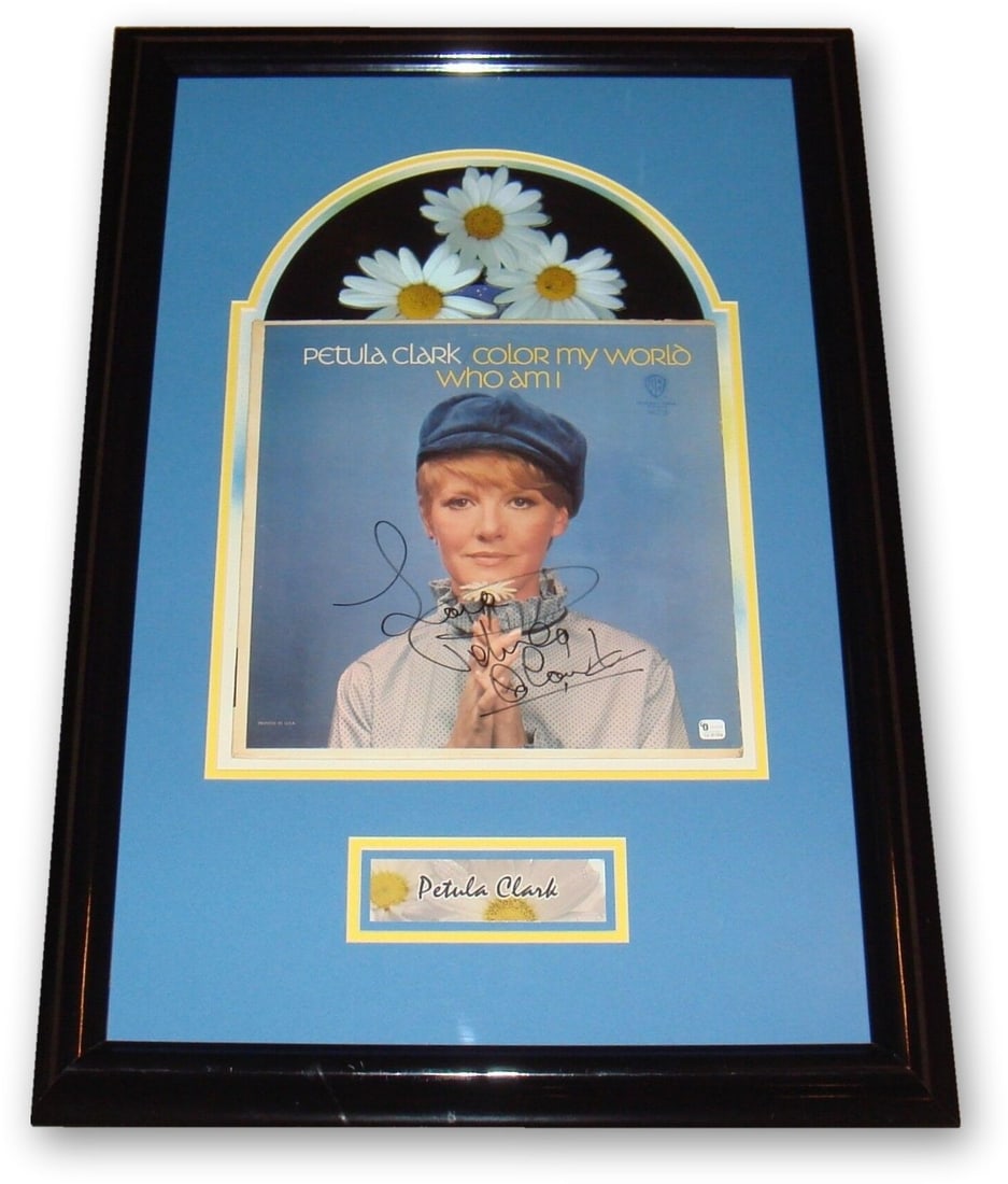 Petula Clark Signed Framed Record Album JSA Authenticated: Petula Clark Signed Framed Record Album JSA Authenticated This is an original autographed framed record album by Petula Clark, featuring her iconic work, "Color My World". The album is authenticated b