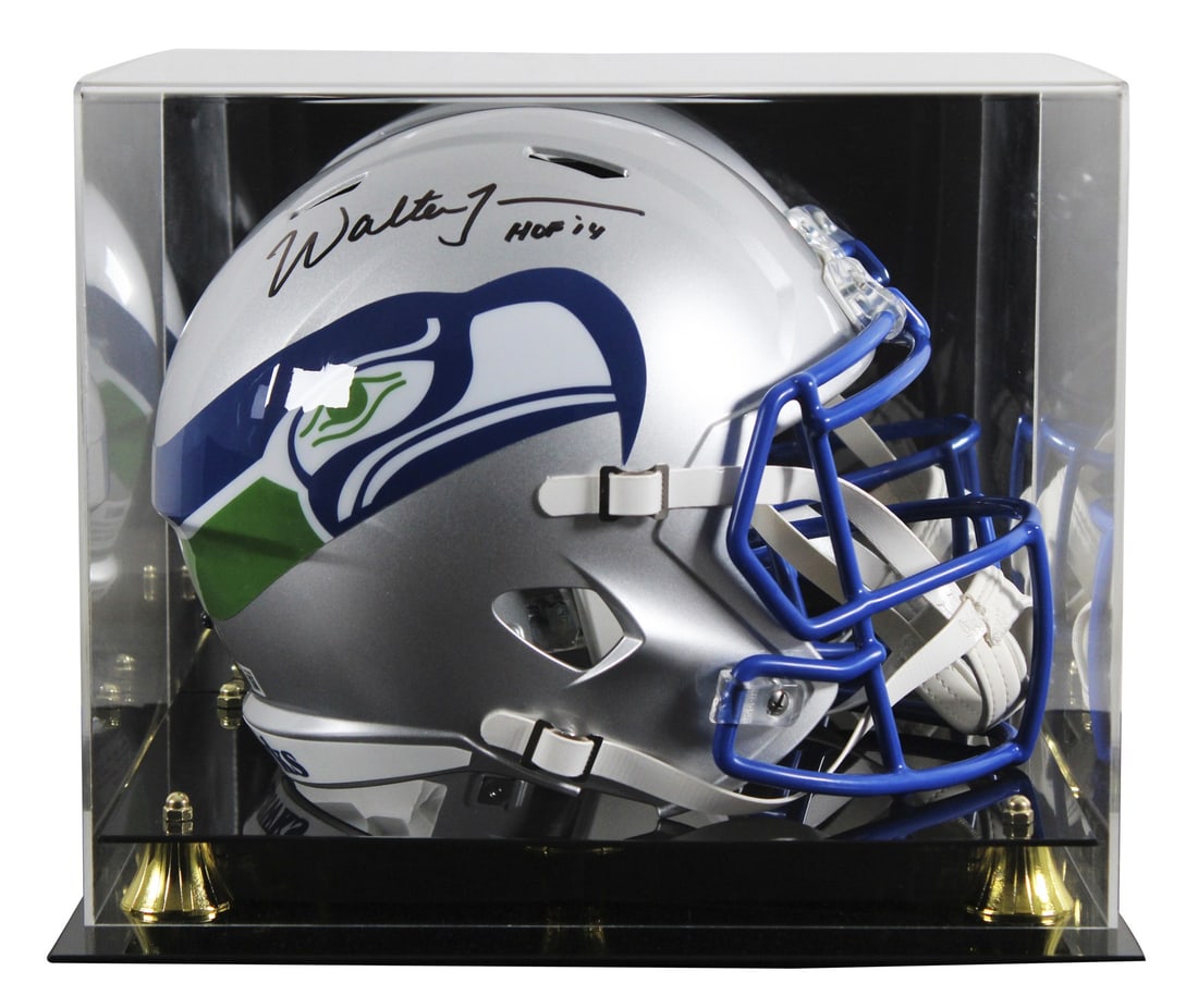Walter Jones Signed Seahawks Helmet HOF 14 with Beckett Authentication: Walter Jones Signed Seahawks Helmet HOF 14 with Beckett Authentication This authentic 1983-01 Throwback Full Size Speed Replica Helmet has been personally signed by Walter Jones, the legendary tackle