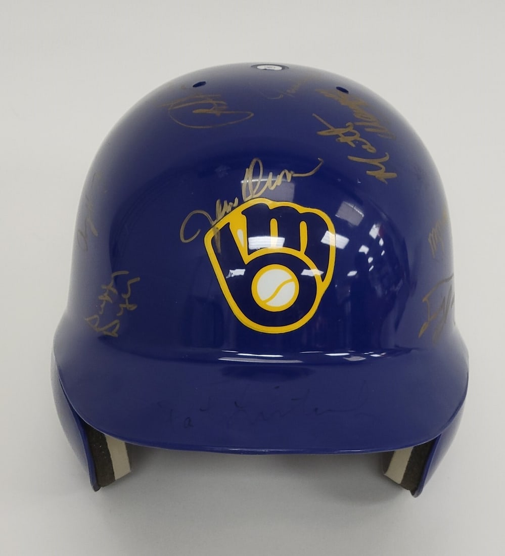 1993 Milwaukee Brewers Signed Helmet with 25 Autographs Beckett COA: 1993 Milwaukee Brewers Signed Helmet with 25 Autographs Beckett COA This authentic Milwaukee Brewers batting helmet from 1993 is a must-have for any baseball fan. Personally signed by 25 members of th