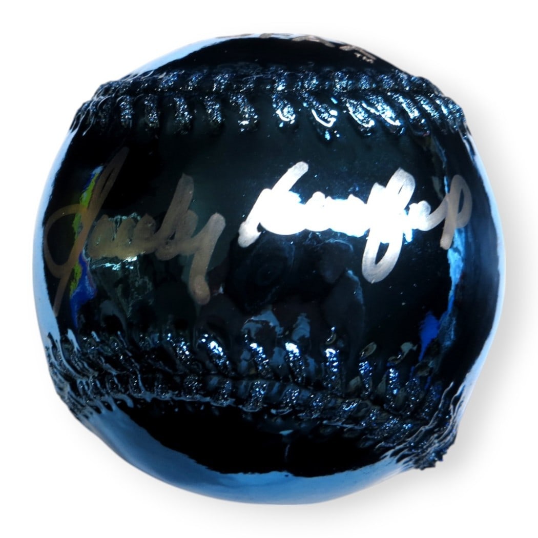 Sandy Koufax Autographed Blue Baseball with MLB Authentication Dodgers: Sandy Koufax Autographed Blue Baseball with MLB Authentication Dodgers This is an original blue baseball autographed by legendary baseball player Sandy Koufax, a prominent figure in the Los Angeles Do