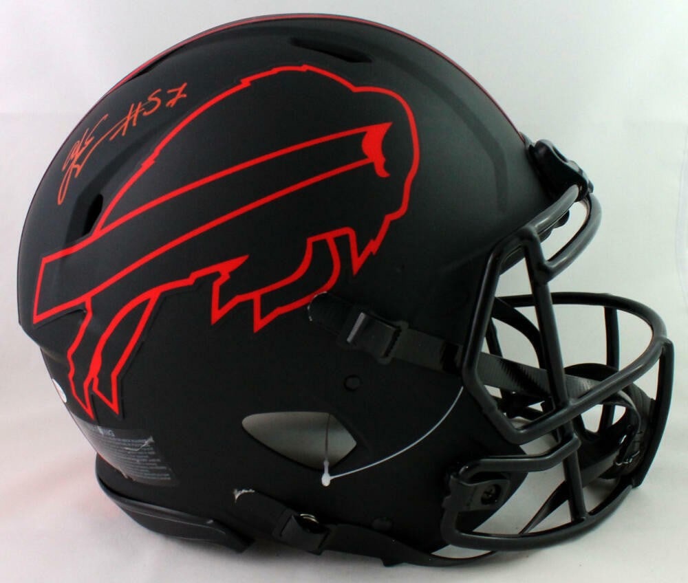Buffalo Bills Full Size Eclipse Helmet Signed by AJ Epenesa Beckett Authenticated: Buffalo Bills Full Size Eclipse Helmet Signed by AJ Epenesa Beckett Authenticated This full-size Eclipse Authentic helmet is signed by AJ Epenesa of the Buffalo Bills. The autograph has been authentic