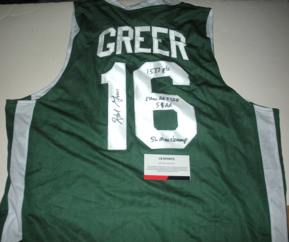 Hal Greer Autographed Basketball Jersey With COA NBA Top 50 Hall of Fame: Hal Greer Autographed Basketball Jersey With COA NBA Top 50 Hall of Fame This is a pre-owned Marshall jersey signed by Hal Greer, a Hall of Famer inducted in 1980, NBA Top 50 player, and 1967 champion