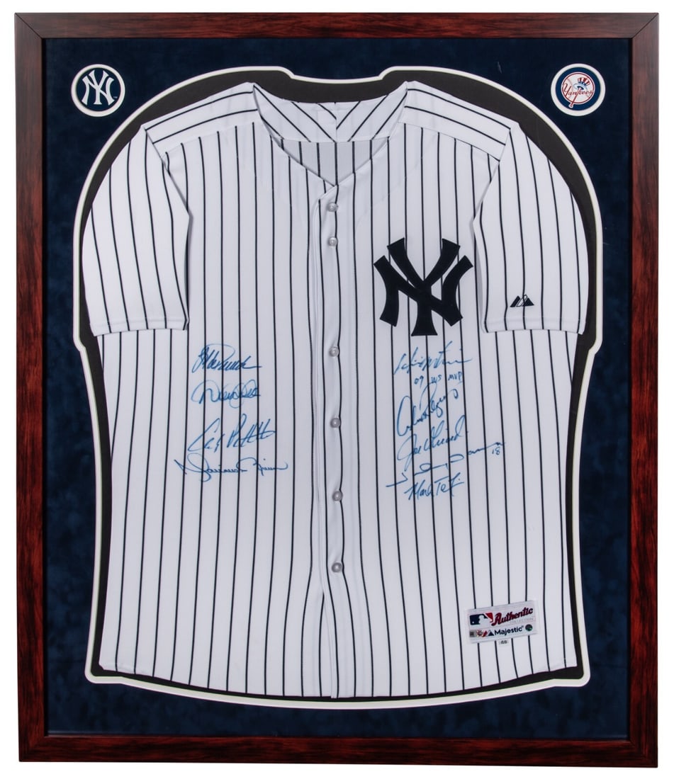 2009 Yankees Team Signed Jersey by Jeter Rivera Matsui Steiner COA: 2009 Yankees Team Signed Jersey by Jeter Rivera Matsui Steiner COA Celebrate the historic 2009 New York Yankees World Series Championship with this team-signed jersey. This original Majestic size 48 h