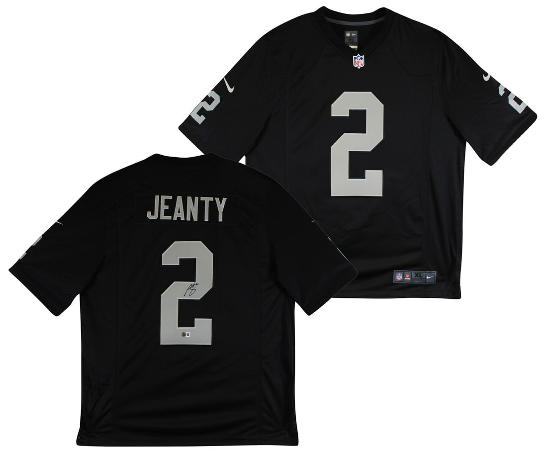 Ashton Jeanty Signed Black Nike Limited Jersey Las Vegas Raiders BAS Authenticated: Ashton Jeanty Signed Black Nike Limited Jersey Las Vegas Raiders BAS Authenticated This authentic black Nike limited jersey has been personally signed by Ashton Jeanty, a player for the Las Vegas Raid